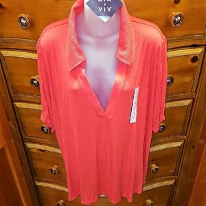 AVA & VIV Coral V-Neck Top